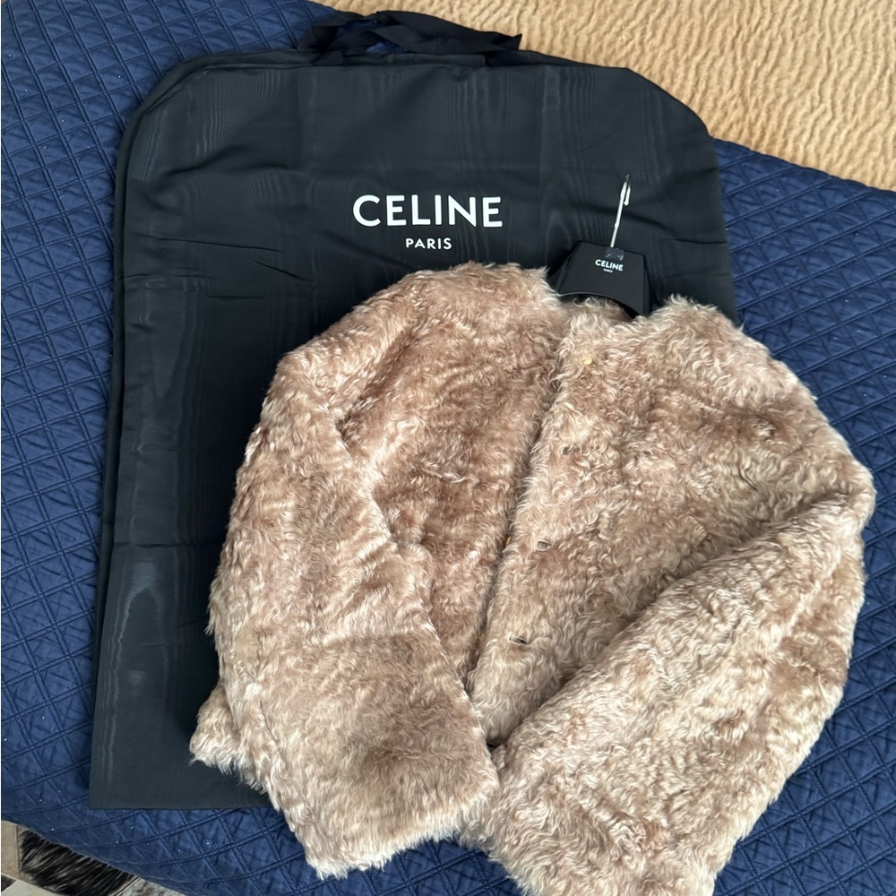 Celine Soft Tan Faux Fur Jacket